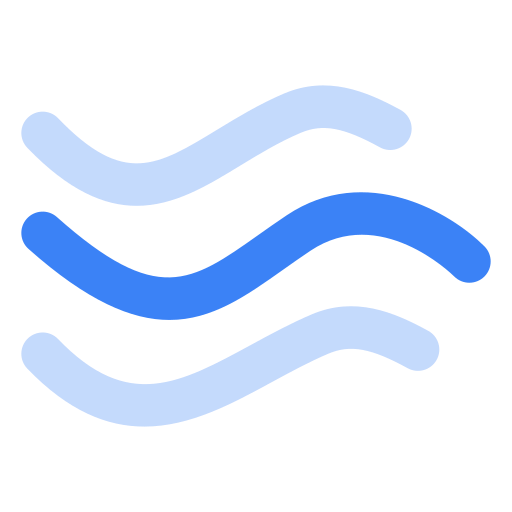 A blue wave icon on a black background.