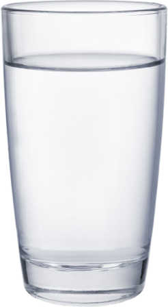 A glass of water on a white background, purified using reverse osmosis.